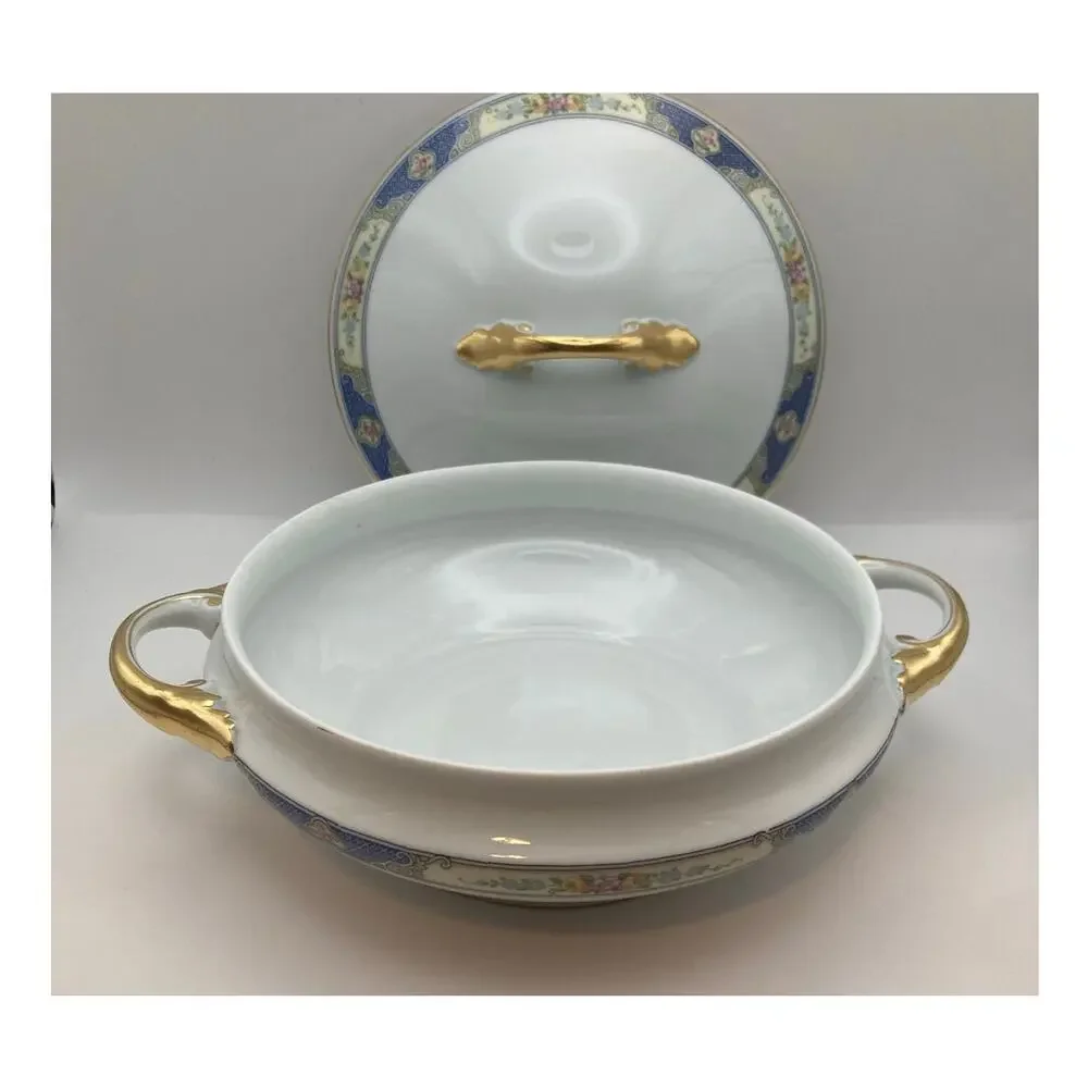 VTG Bohemia Ceramic Works Cecil Pattern Lidded Round Casserole Czechoslovakia
